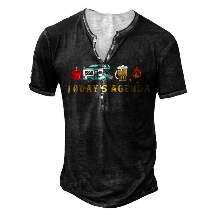 Today’S Agenda Camping Men's Henley Button-Down 3D Print T-shirt