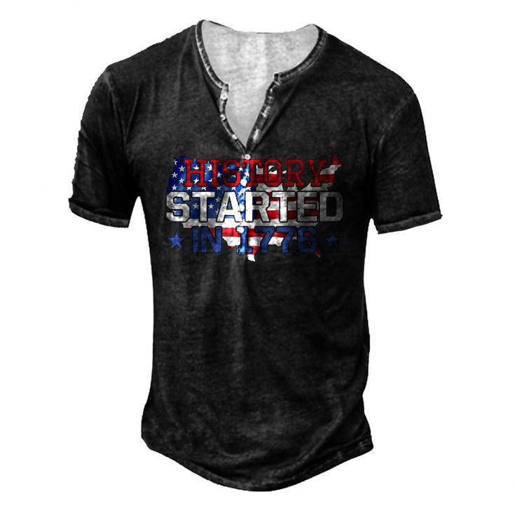 History Started In 1776 American Flag Men's Henley T-Shirt