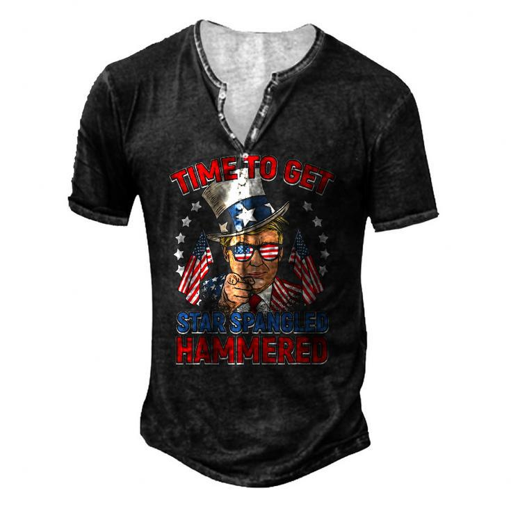 Trump 4Th Of July Star Spangled Hammered Drinking Tee Men's Henley T-Shirt
