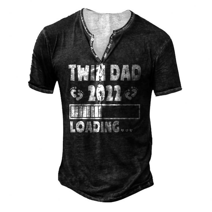 Twin Dad Of Twins 2022 Expecting Twin Dad Fathers Day Cute Men's Henley T-Shirt