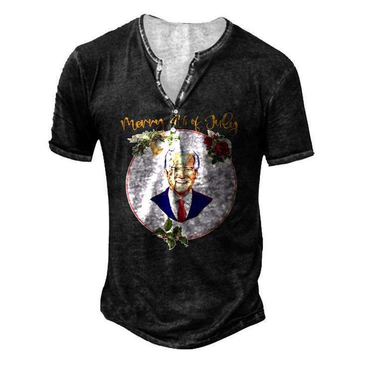 Ugly Christmas Vintage Joe Biden Merry 4Th Of July Men's Henley T-Shirt
