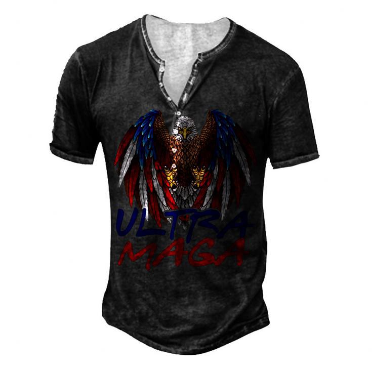 Ultra Maga Eagle Make America Great Aga Men's Henley Button-Down 3D Print T-shirt