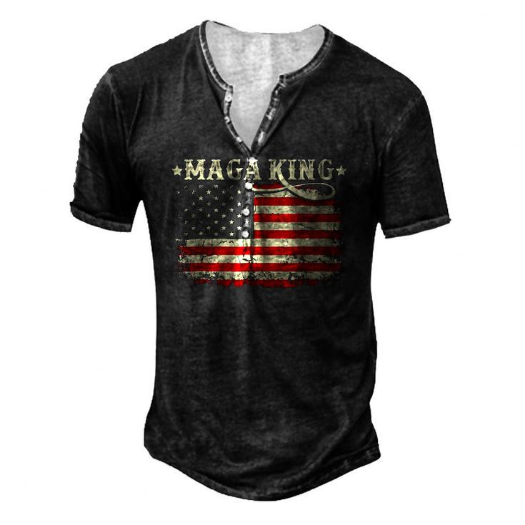 Ultra Maga King Vintage American Flag Ultra-Maga Retro Men's Henley T-Shirt