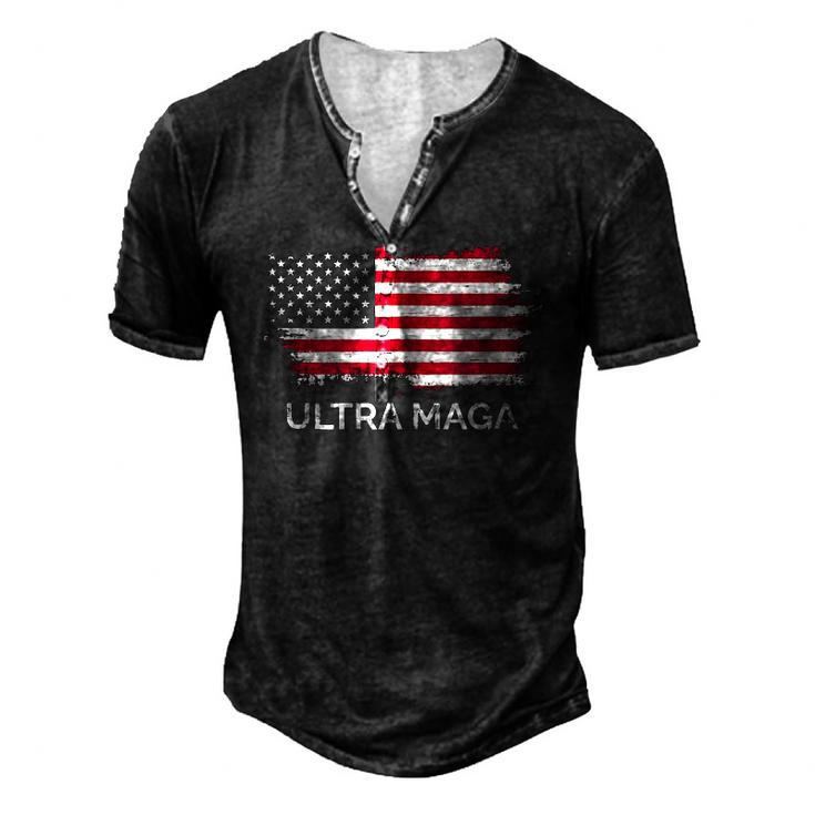Mens Ultra Maga Proud Ultra Maga Eagle 2022 Humor Us Flag Men's Henley T-Shirt