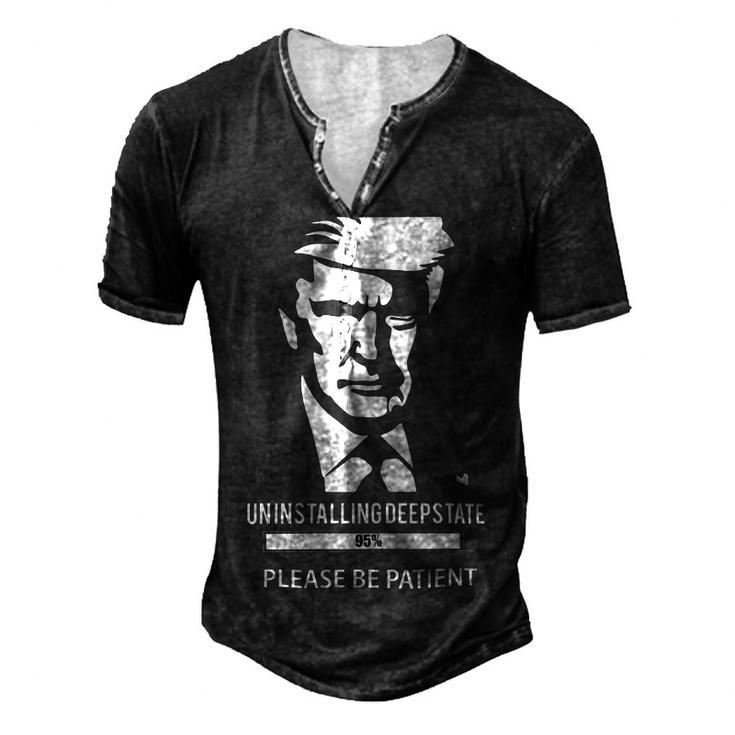 Ultra Maga Uninstalling Deep State Please Be Patient Funny Anti Biden Us Flag Pro Trump Trendy  Men's Henley Button-Down 3D Print T-shirt