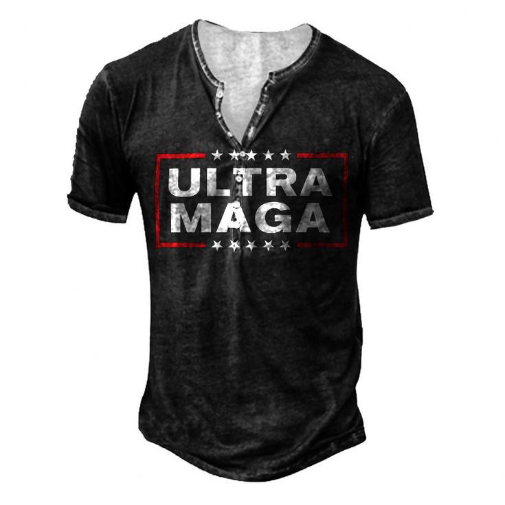 Ultra Maga United State Flag V3 Men's Henley Button-Down 3D Print T-shirt