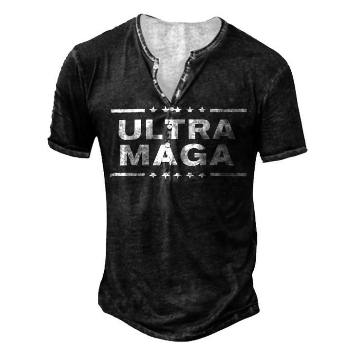 Ultra Maga United State Flag  V4 Men's Henley Button-Down 3D Print T-shirt