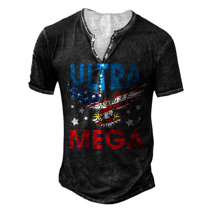 Ultra Mega Eagle  Men's Henley Button-Down 3D Print T-shirt