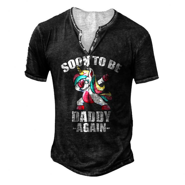 Unicorn Daddy Again 2022 Soon To Be Dad Again 2022 Baby Shower Men's Henley T-Shirt