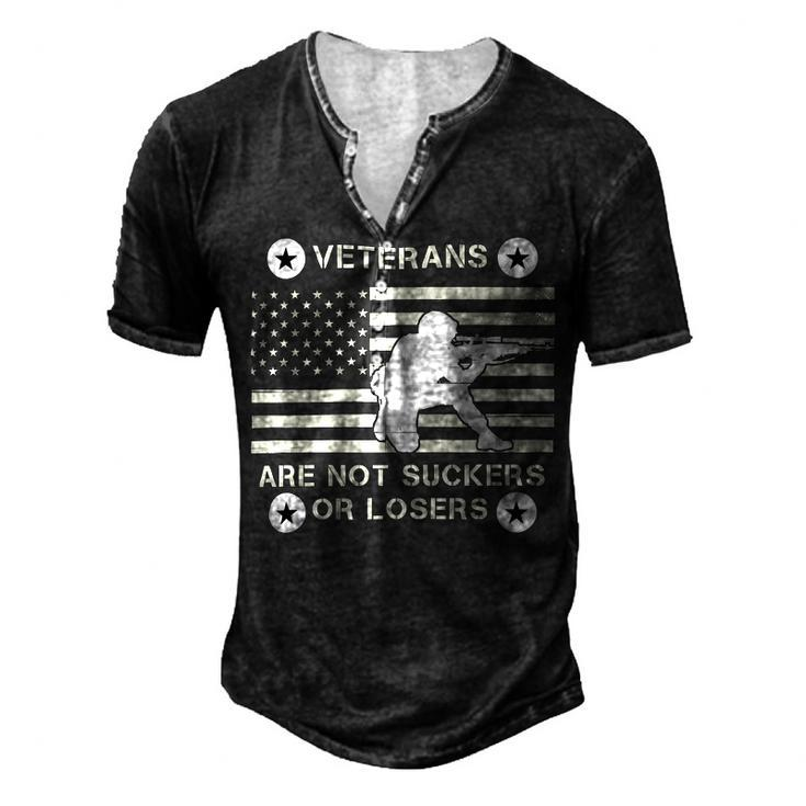 Veteran Veterans Are Not Suckers Or Losers 214 Navy Soldier Army Military Men's Henley Button-Down 3D Print T-shirt