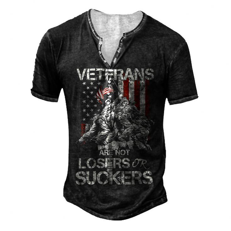 Veteran Veterans Are Not Suckers Or Losers 32 Navy Soldier Army Military Men's Henley Button-Down 3D Print T-shirt