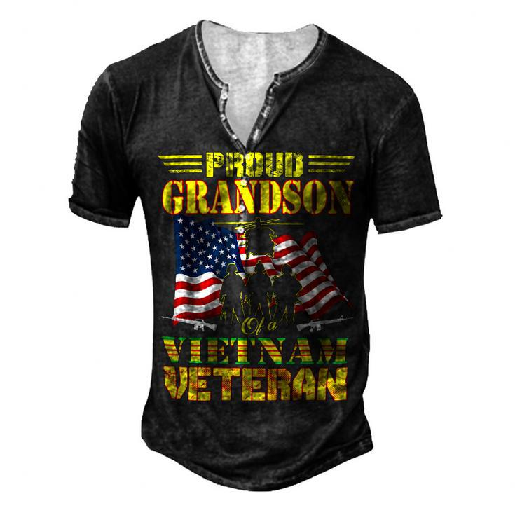 Veteran Veterans Day Proud Grandson Of A Vietnam Veteran For 142 Navy Soldier Army Military Men's Henley Button-Down 3D Print T-shirt