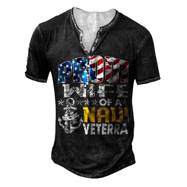 Veteran Veterans Day Proud Wife Of A Navy Veteran Vintage Veterans Day 105 Navy Soldier Army Military Men's Henley Button-Down 3D Print T-shirt