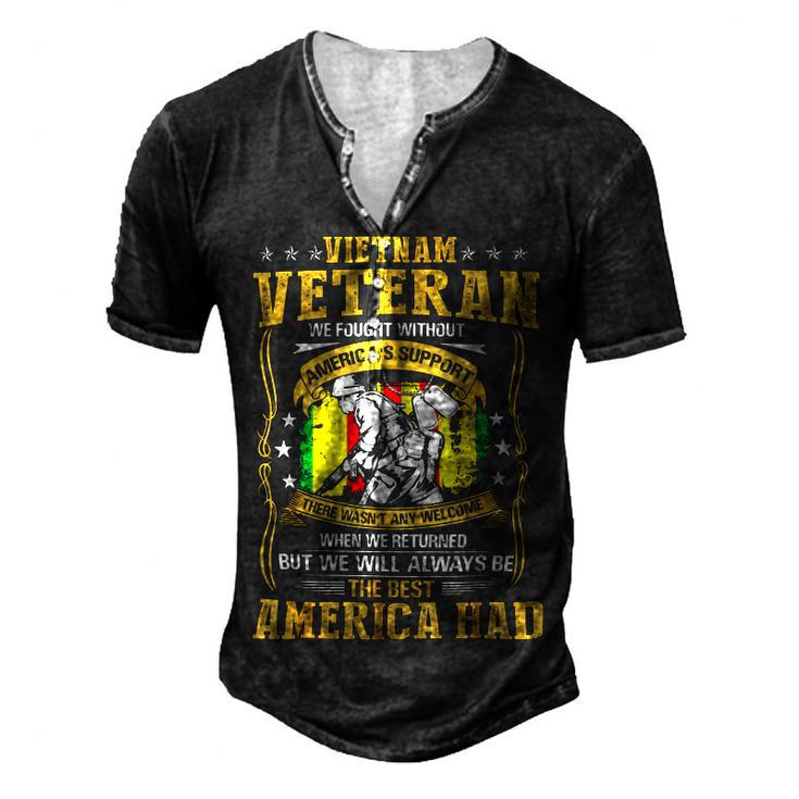 Veteran Veterans Day Vietnam Veteran We Fought Without Americas Support 95 Navy Soldier Army Military Men's Henley Button-Down 3D Print T-shirt