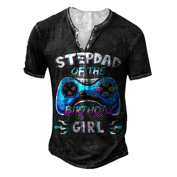 Video Game Birthday Party Stepdad Of The Bday Girl Matching Men's Henley T-Shirt