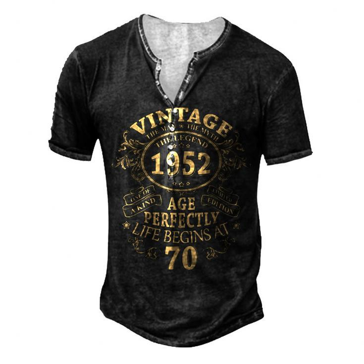 Vintage 1952 The Man Myth Legend 70 Year Old Birthday Men's Henley T-Shirt