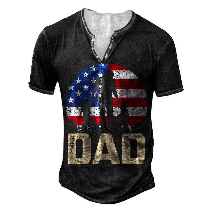 Mens Vintage American Flag 4Th Of July Patriotic Dad Men's Henley T-Shirt