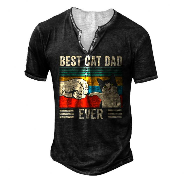 Mens Vintage Best Cat Dad Ever Bump Fit Classic Men's Henley T-Shirt