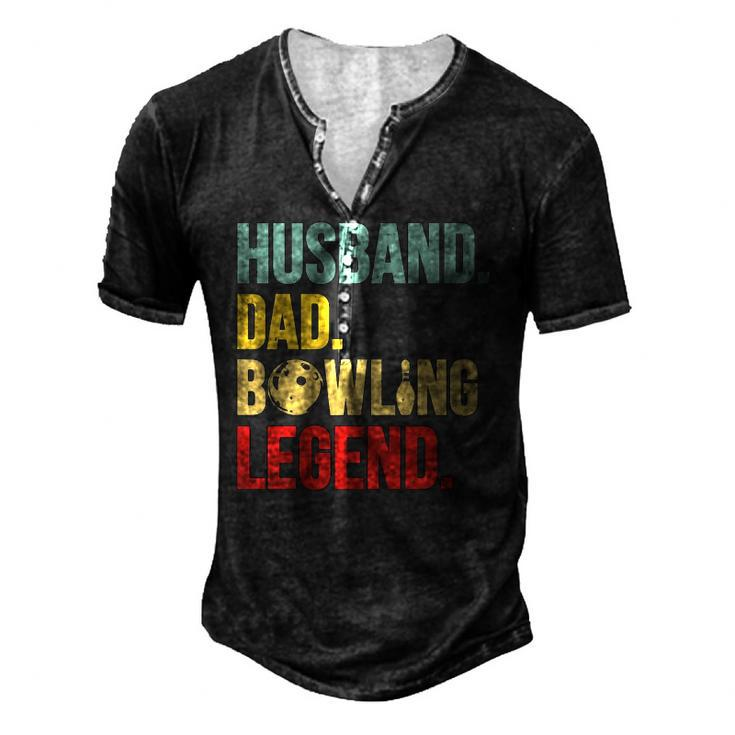 Mens Vintage Bowling Tee For Bowling Lover Husband Dad Men's Henley T-Shirt
