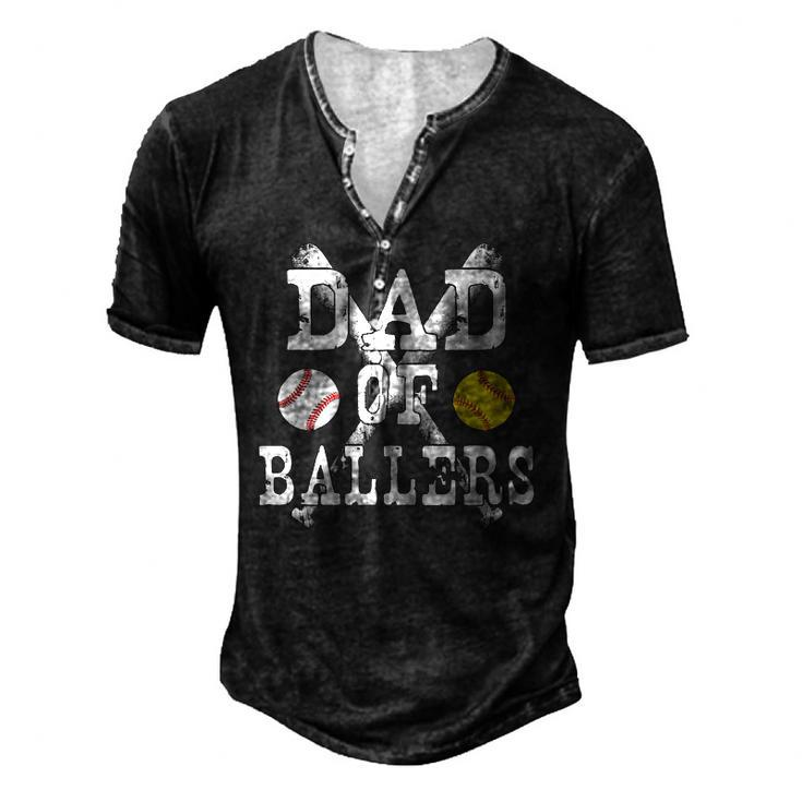 Vintage Dad Of Ballers Baseball Softball Lover Men's Henley T-Shirt