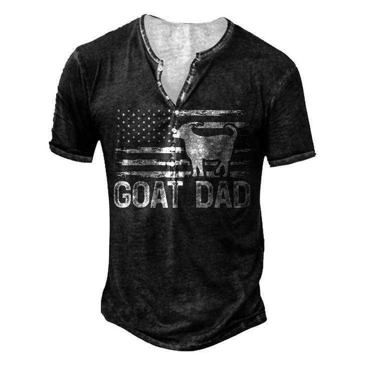 Vintage Goat Dad Retro American Flag Goat 4Th Of July Men's Henley T-Shirt