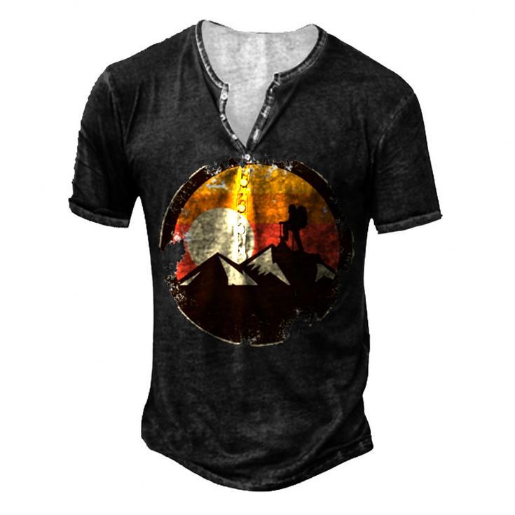 Vintage Retro Rock Climber 161 Shirt Men's Henley Button-Down 3D Print T-shirt