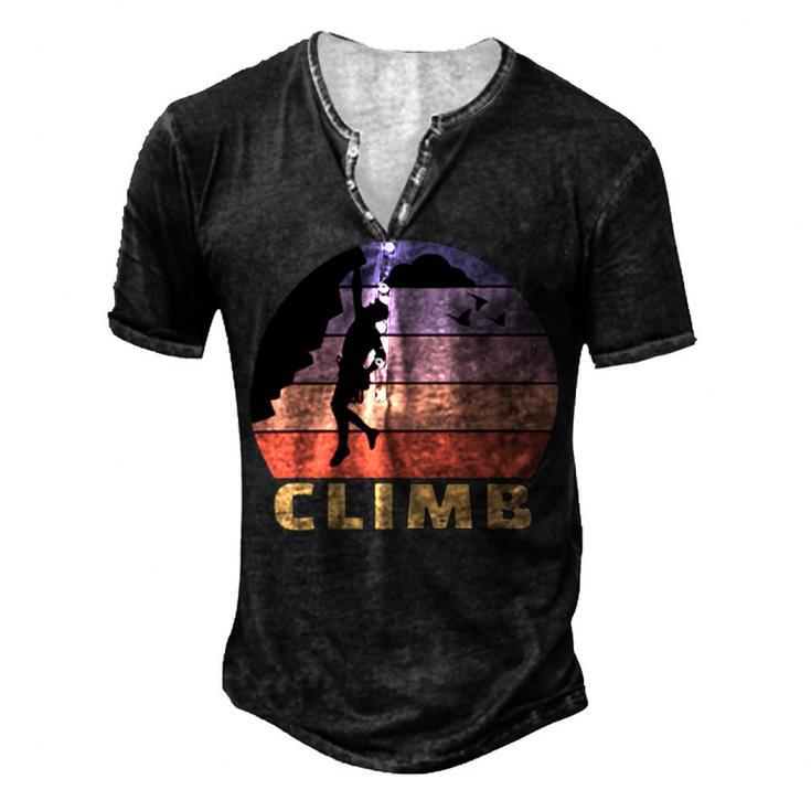 Vintage Retro Rock Climber 174 Shirt Men's Henley Button-Down 3D Print T-shirt