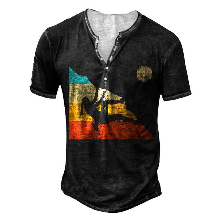 Vintage Retro Rock Climber 178 Shirt Men's Henley Button-Down 3D Print T-shirt