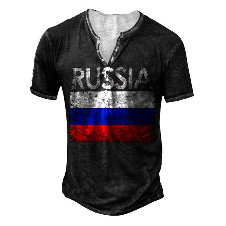 Vintage Russia Russian Flag Pride  500 Trending Shirt Men's Henley Button-Down 3D Print T-shirt