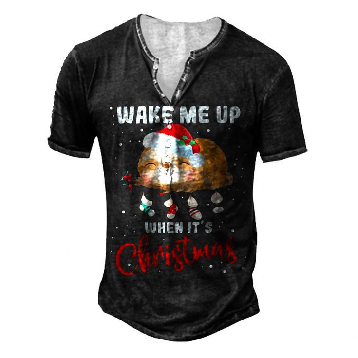 Wake Me Up When Its Christmas 819 Shirt Men's Henley Button-Down 3D Print T-shirt