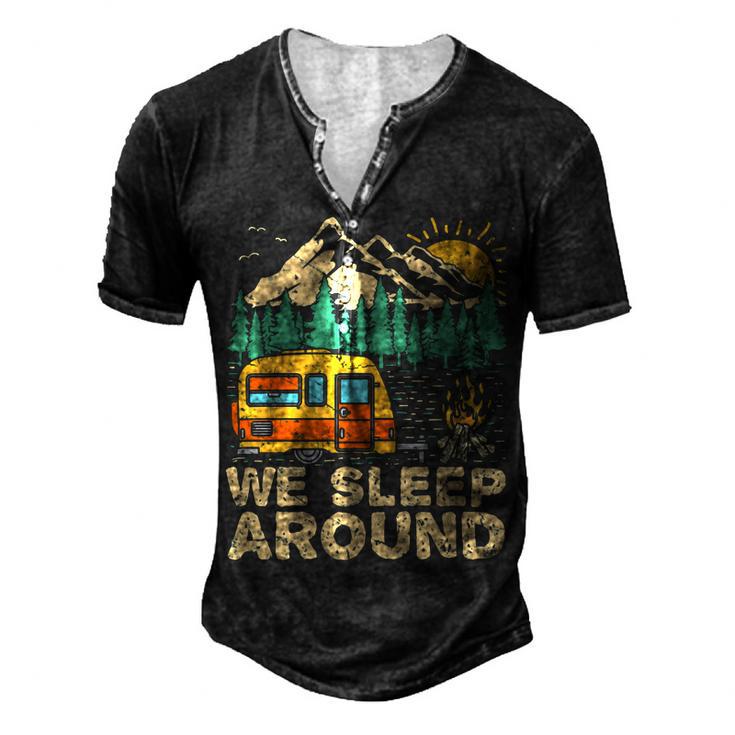 We Sleep Funny Camping Men's Henley Button-Down 3D Print T-shirt