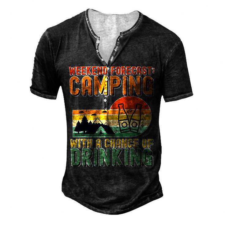 Weekend Forecast Camping With A Chance 19 Shirt Men's Henley Button-Down 3D Print T-shirt