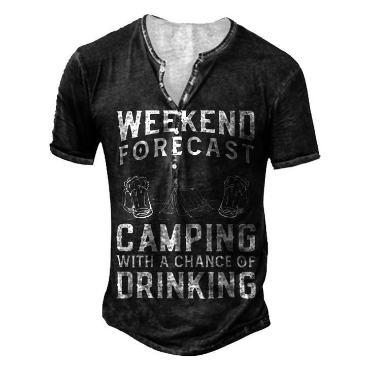 Weekend Forecast Camping With A Chance 22 Shirt Men's Henley Button-Down 3D Print T-shirt