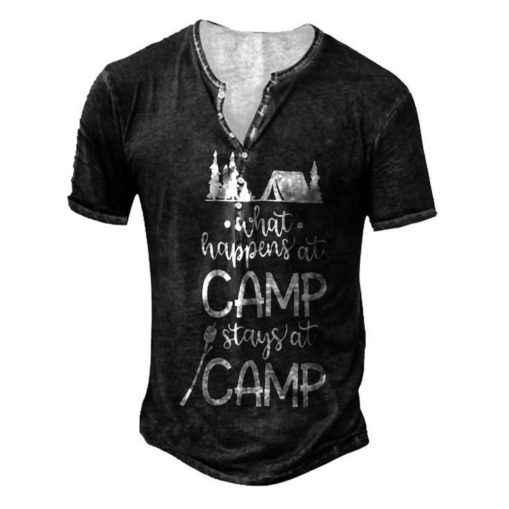 What Happens At Camp Stays At Camp Shirt Kids Camping Girls Men's Henley Button-Down 3D Print T-shirt