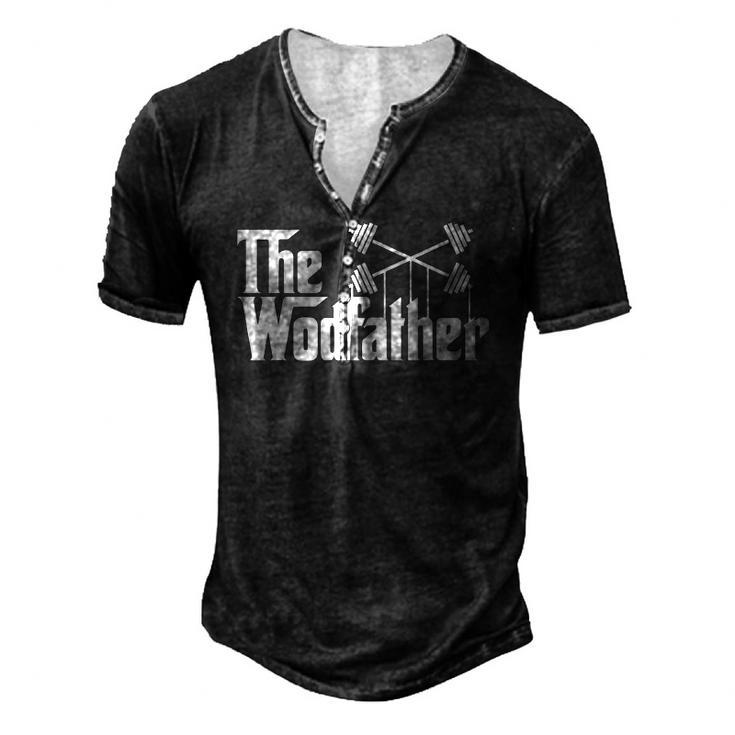The Wodfather Workout Gym Saying Men's Henley T-Shirt
