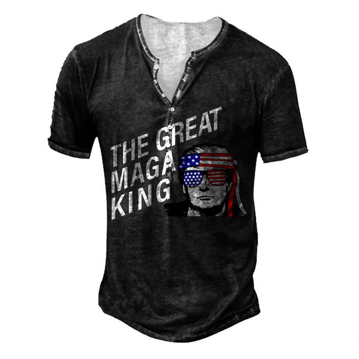 Womens The Great Maga King Trump Ultra Maga   Men's Henley Button-Down 3D Print T-shirt