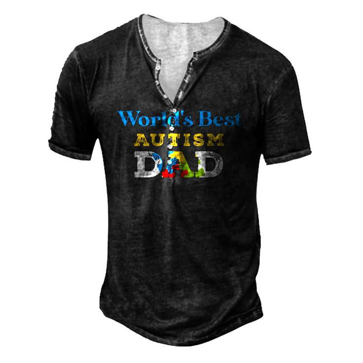 Worlds Best Autism Dad Cool Dad Autism Men's Henley T-Shirt