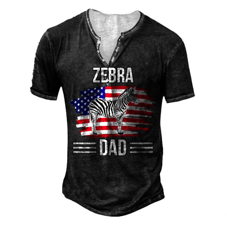 Zebra Us Flag 4Th Of July Fathers Day Zebra Dad Men's Henley T-Shirt
