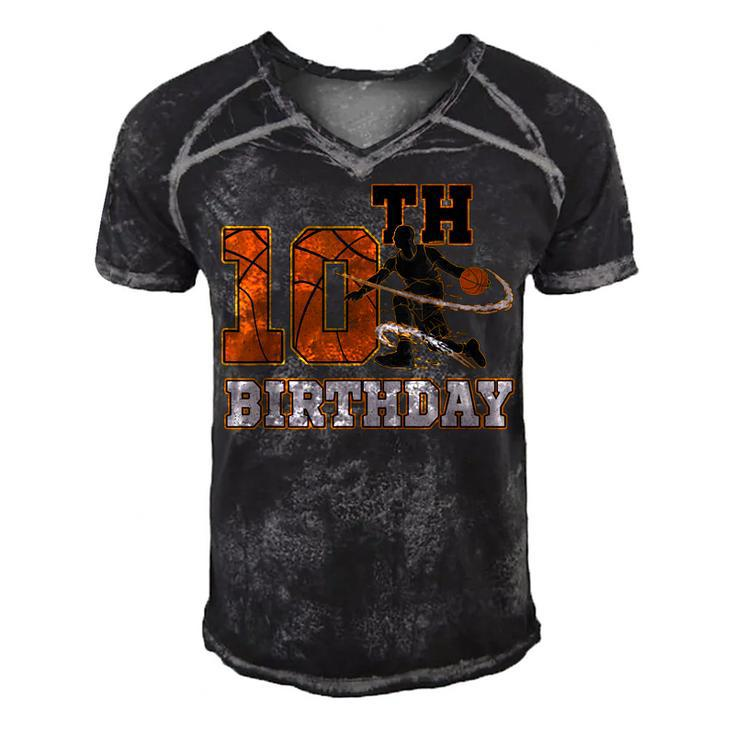 10Th Birthday Basketball  Kids Boys Men Sport Lovers  Men's Short Sleeve V-neck 3D Print Retro Tshirt