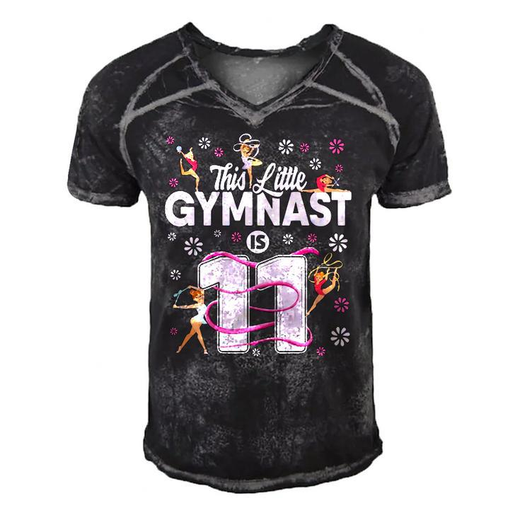 11 Years Old Gymnast 11Th Birthday Girl Tumbling Gymnastics Men's Short Sleeve V-neck 3D Print Retro Tshirt
