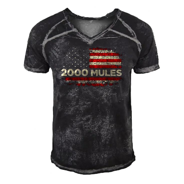 2000 Mules Pro Trump 2024 American Flag Men's Short Sleeve V-neck 3D Print Retro Tshirt