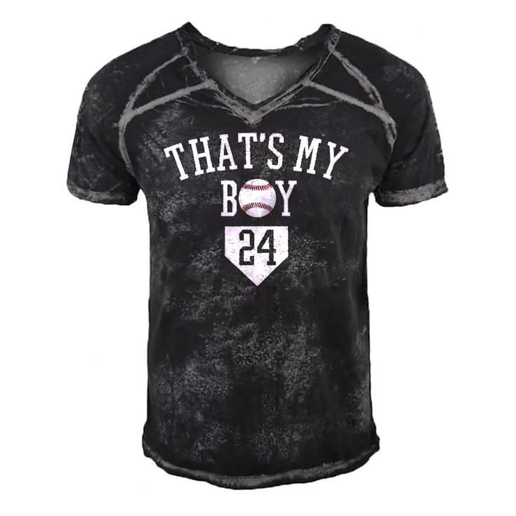 24 Thats My Boy Baseball Number -Baseball Mom Dad Tee Men's Short Sleeve V-neck 3D Print Retro Tshirt