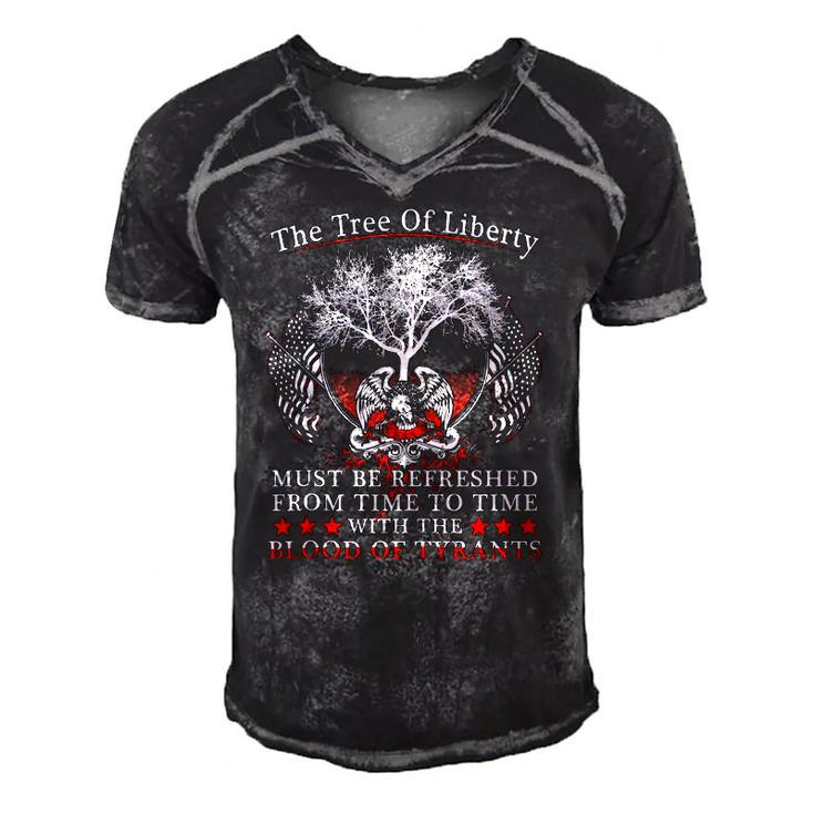 2Nd Amendment Gun Rights Tree Of Liberty Blood Of Tyrants Men's Short Sleeve V-neck 3D Print Retro Tshirt