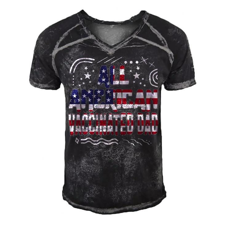 4Th Of July All American Vaccinated Dad Usa Flag America Ind   Men's Short Sleeve V-neck 3D Print Retro Tshirt