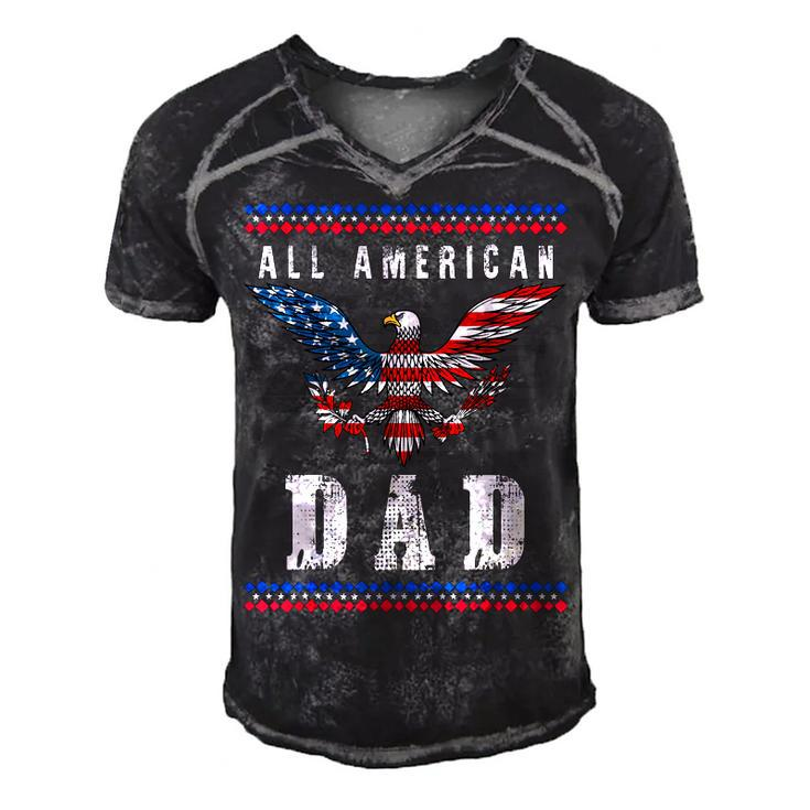 4Th Of July American Flag Dad  Men's Short Sleeve V-neck 3D Print Retro Tshirt