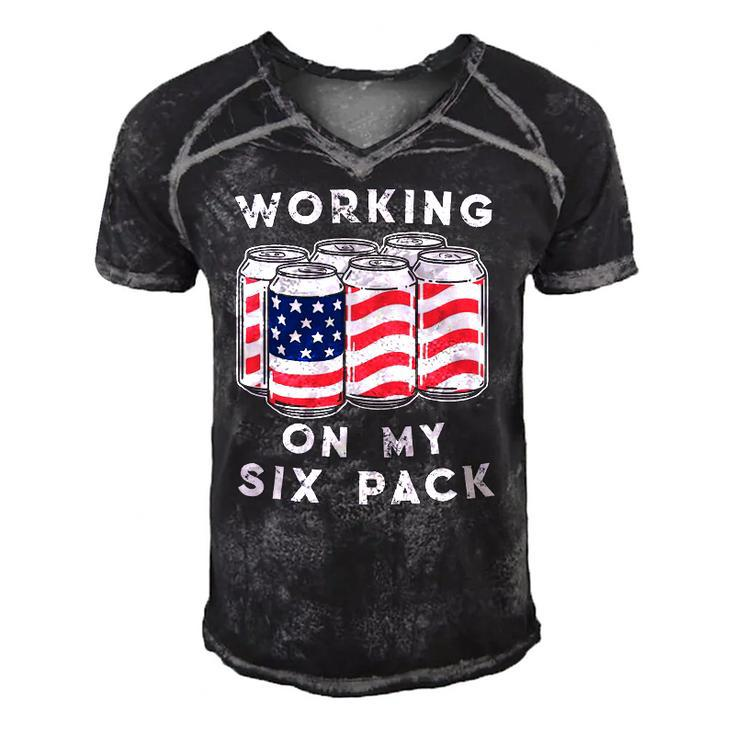 4Th Of July Drinking - Working On My Six Pack Men's Short Sleeve V-neck 3D Print Retro Tshirt
