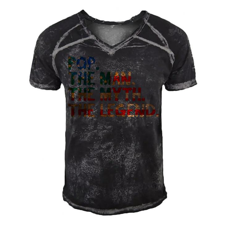 4Th Of July Fathers Day Dad Gift - Pop The Man The Myth  Men's Short Sleeve V-neck 3D Print Retro Tshirt