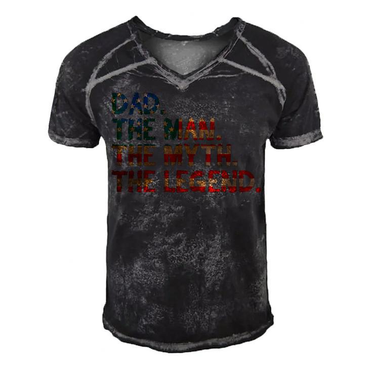 4Th Of July Fathers Day Gift - Dad The Man The Myth  Men's Short Sleeve V-neck 3D Print Retro Tshirt