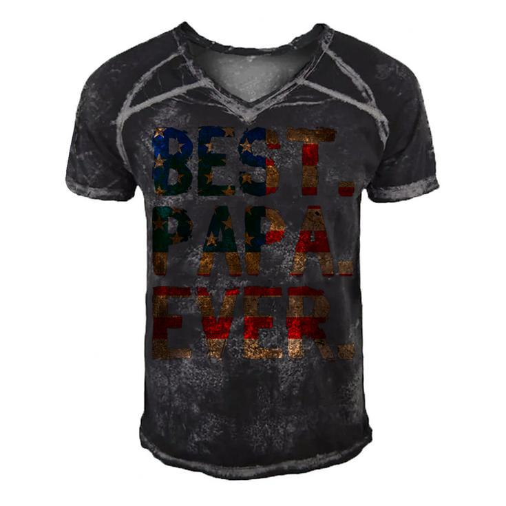 4Th Of July Fathers Day Usa Dad Gift - Best Papa Ever  Men's Short Sleeve V-neck 3D Print Retro Tshirt