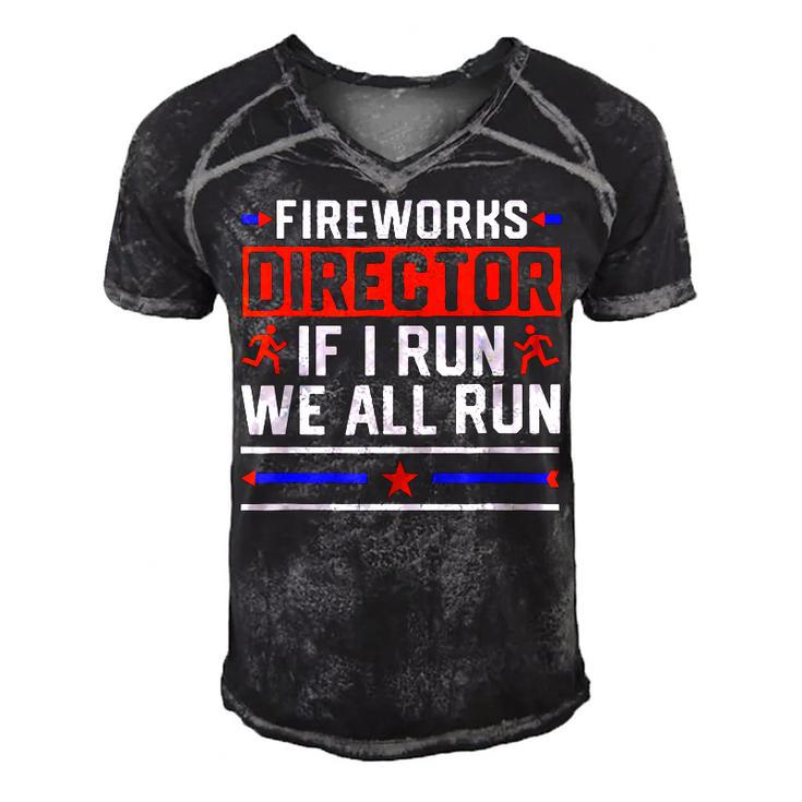 4Th Of July  Fireworks Director If I Run We All You Run  Men's Short Sleeve V-neck 3D Print Retro Tshirt